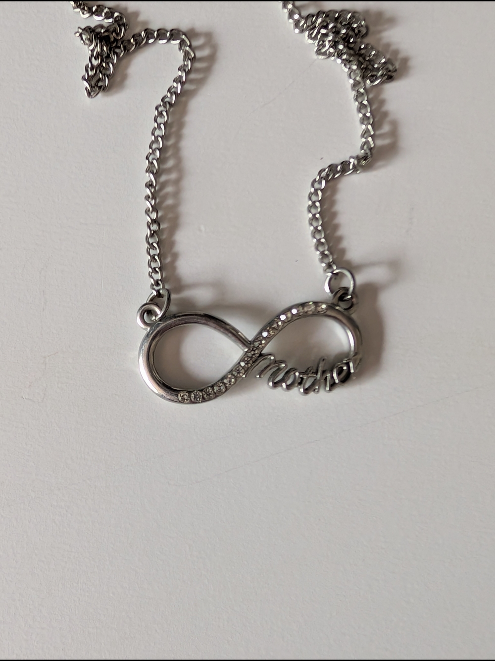 Sterling-Tone Infinity 'Love' Necklace in Silver